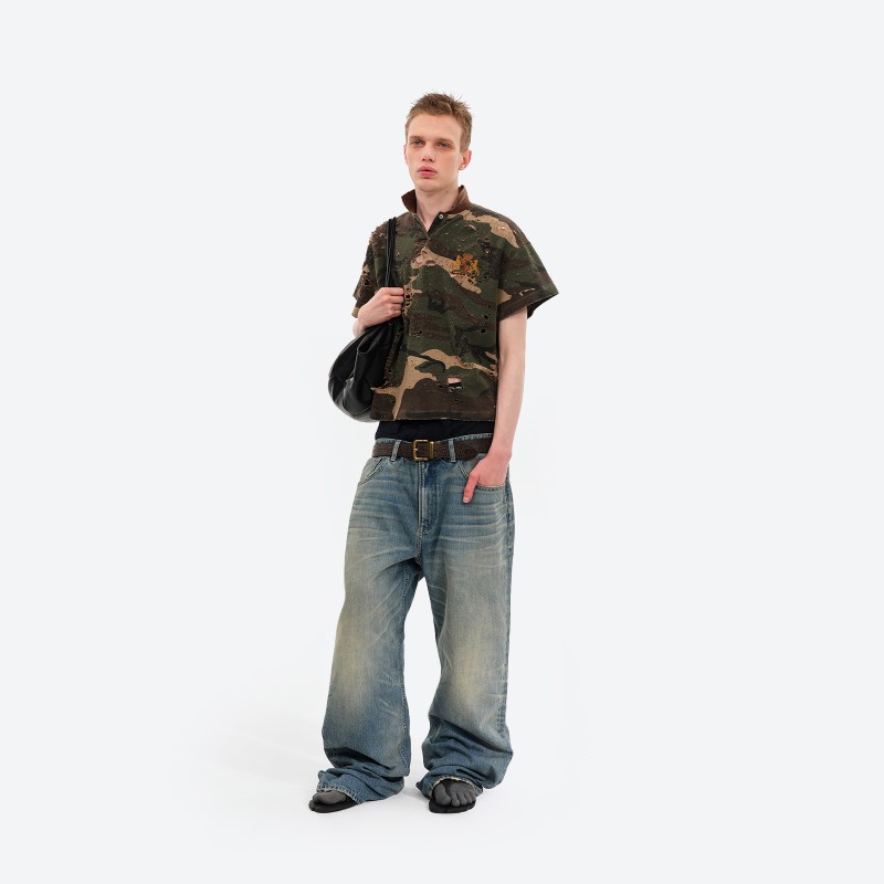 Distressed Camo Polo